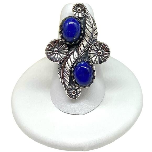 Lapis Lazuli Ring Size 7 Solid Sterling Silver 925 Western Boho Blue Stone - Picture 10 of 10